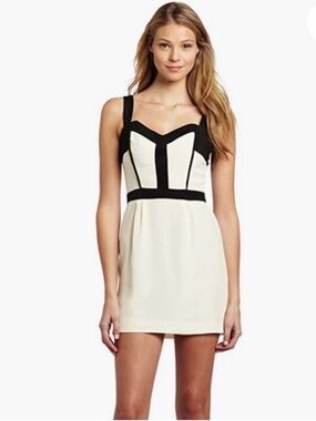 Black  and  Cream Sweetheart Bustier Mini Dress